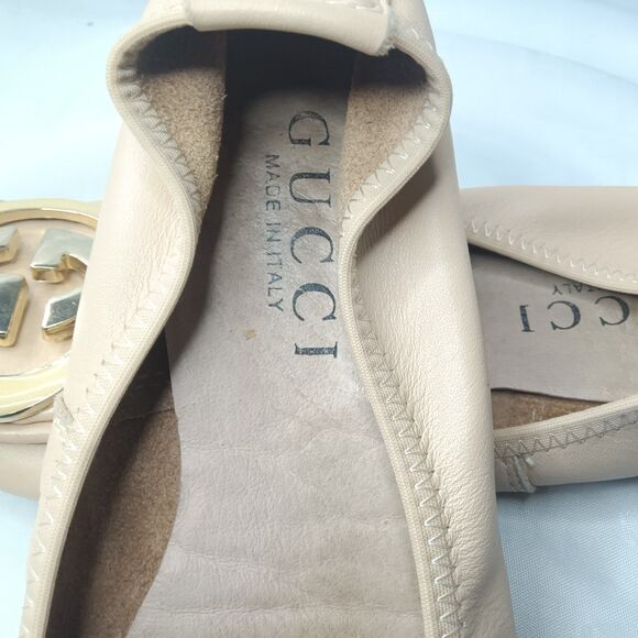 Gucci Interlocking G Logo Leather Ballet Flats Women's Shoes Sz EU 37/ 7M AS IS - Picture 12 of 16